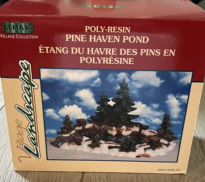 HTF Lemax Pine Haven Pond Christmas Village Landscape 2000 Nice Condition