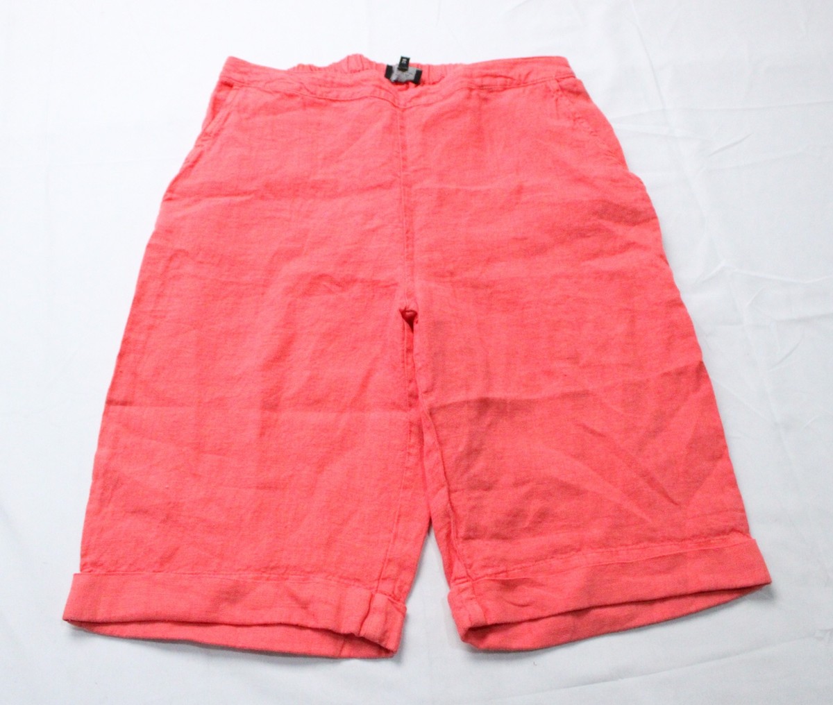 Deja Fashion Women's Linen Elastic Waist Pull-On Shorts EJ2 Pink Size US: