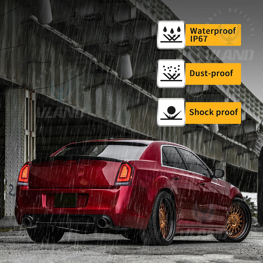 Pair VLAND For 2011-2014 Chrysler 300 RED Full LED Taillights W