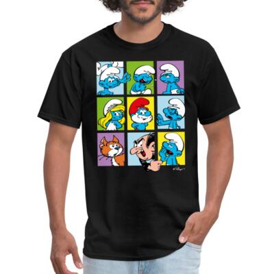 The Smurfs Colorful Characters Collage Design Men's T-Shirt