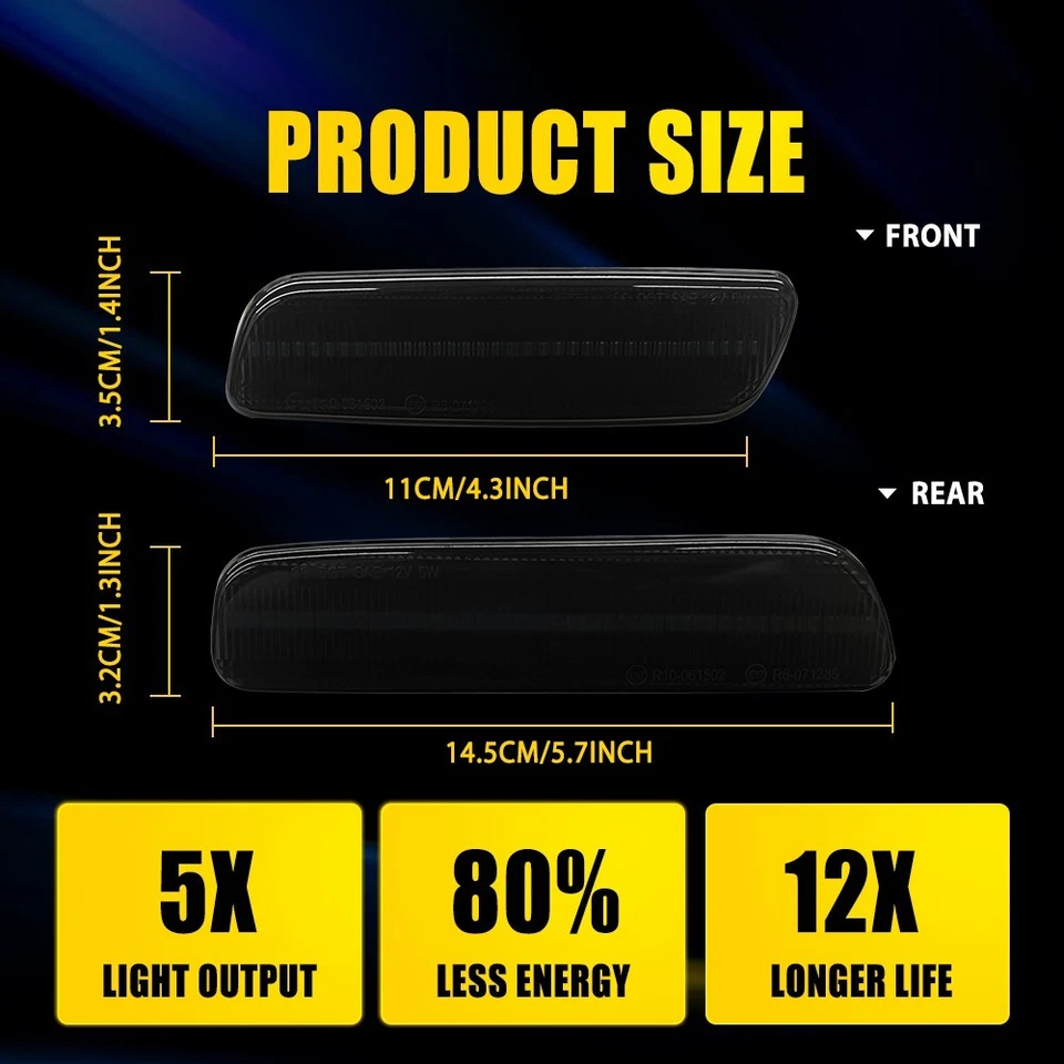 4x For 2001-2005 Lexus IS300 Front+Rear LED Bumper Side Marker Light Smoked Lens - Image 2 of 4