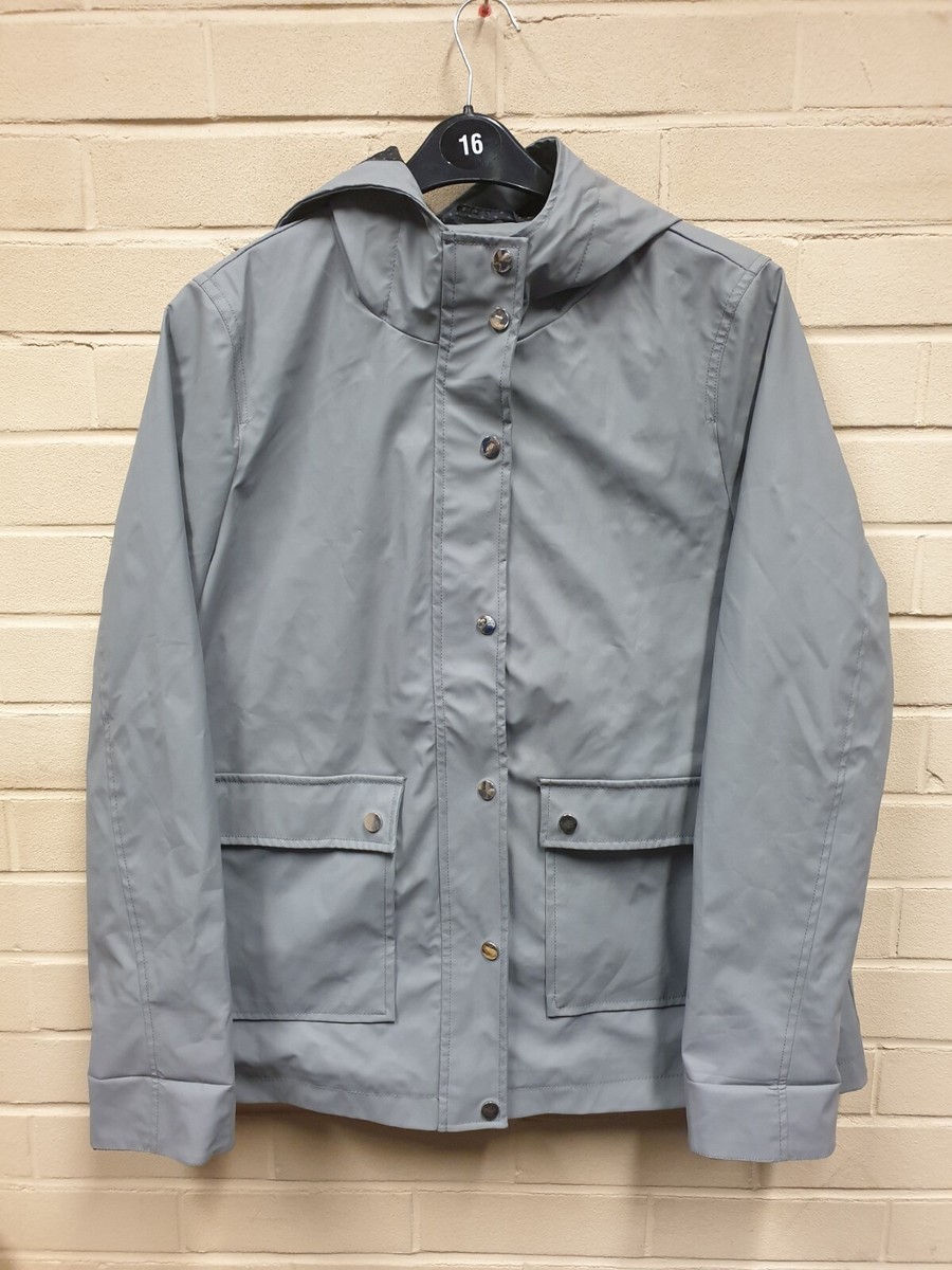 New Look Women's Grey Polyester Rain Jacket Size UK 16, EUR 44