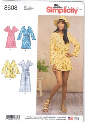 Stretch Knit Wrap Jumpsuit Dress Romper Ties Sewing Pattern Plus 14 16 18 20 22