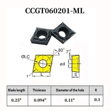 80° Carbide insert CCGT060201-ML Finish Turned and Ground Stainless Steel insert