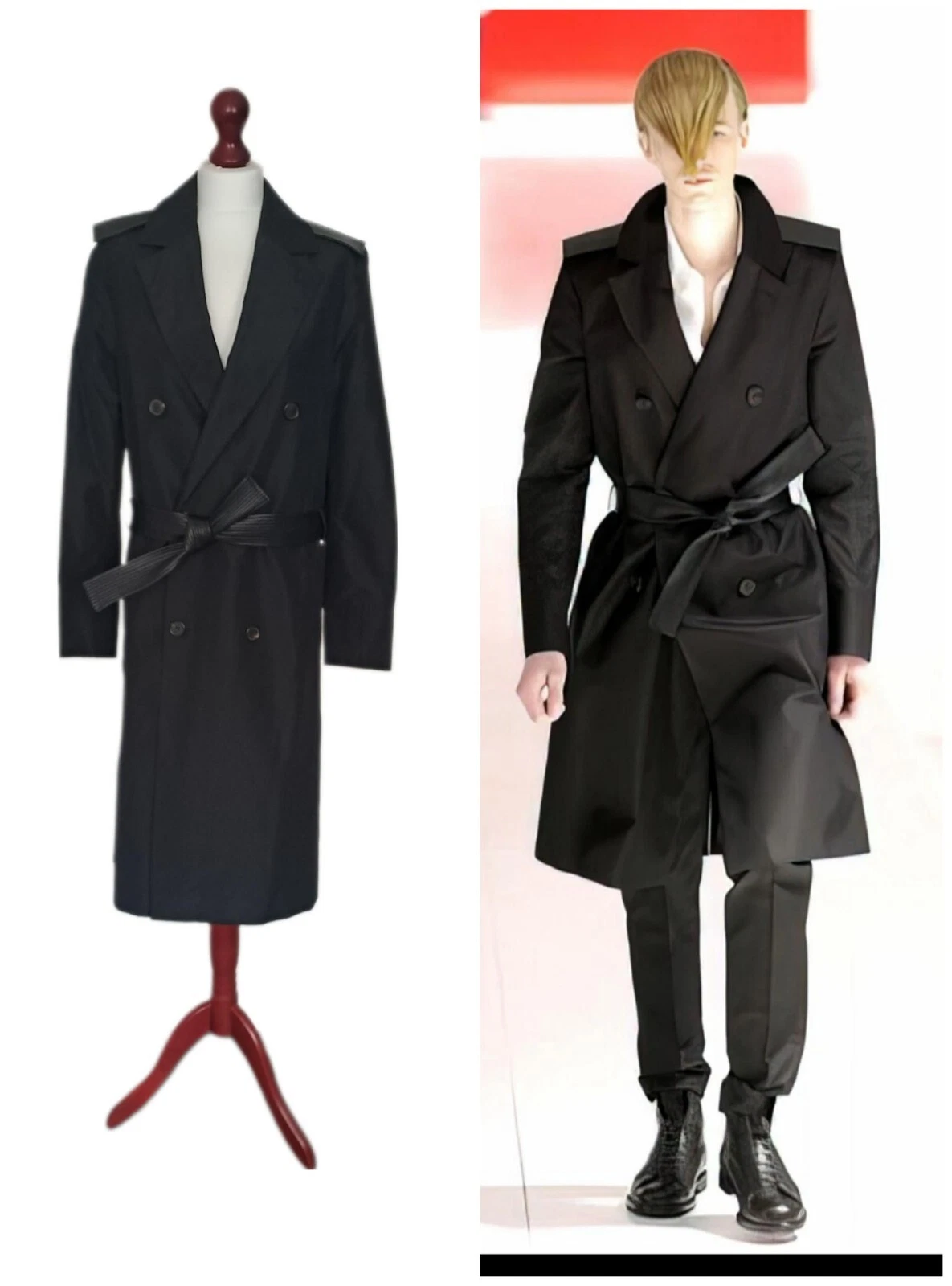 Trench en soie DIOR HOMME noir Hedi Slimane SS 2002 garçons ne pleurent pas piste XS