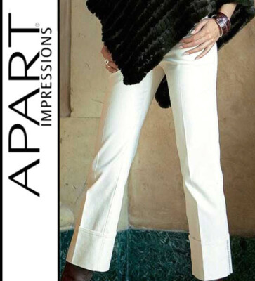 NEU OFFWHITE EDELSTYLE 7/8 TURN-UP KREMPEL JEANS mit STRASS 36 APART *202424