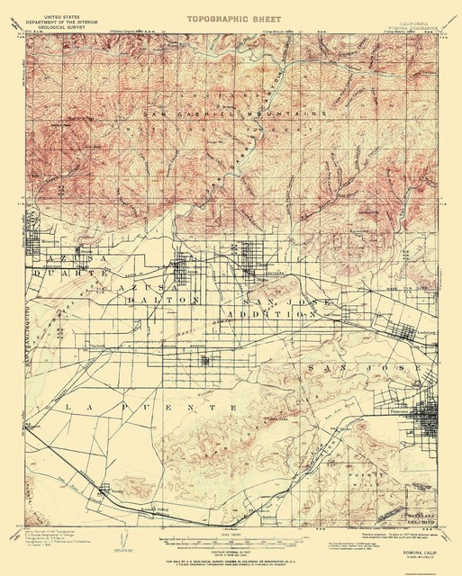 Topo Map Pomona California Quad USGS 1953 23 x 28.69 eBay
