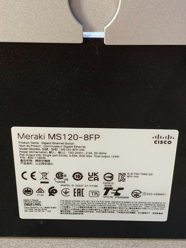 Cisco Meraki MS120-8FP-HW 8-Port 1GbE PoE Switch - Picture 8 of 8