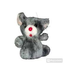 Norman Industries 5" Gray Mouse Plush Hard Red Nose