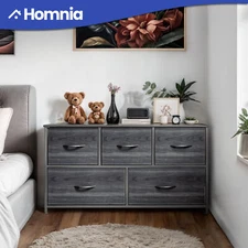 Dresser 5 Drawers Storage Tower Organizer Bedroom Closet Gray Furniture Unit