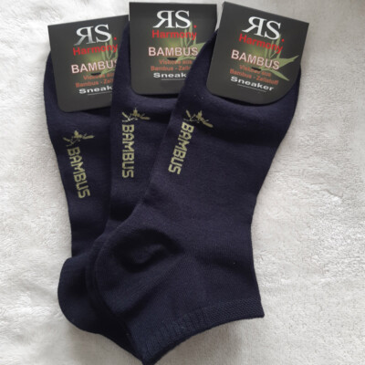 3 Paar Herren Harmony Bambus Kurzschaft Socken Ohne Gummi Schwarz 39 Bis 46