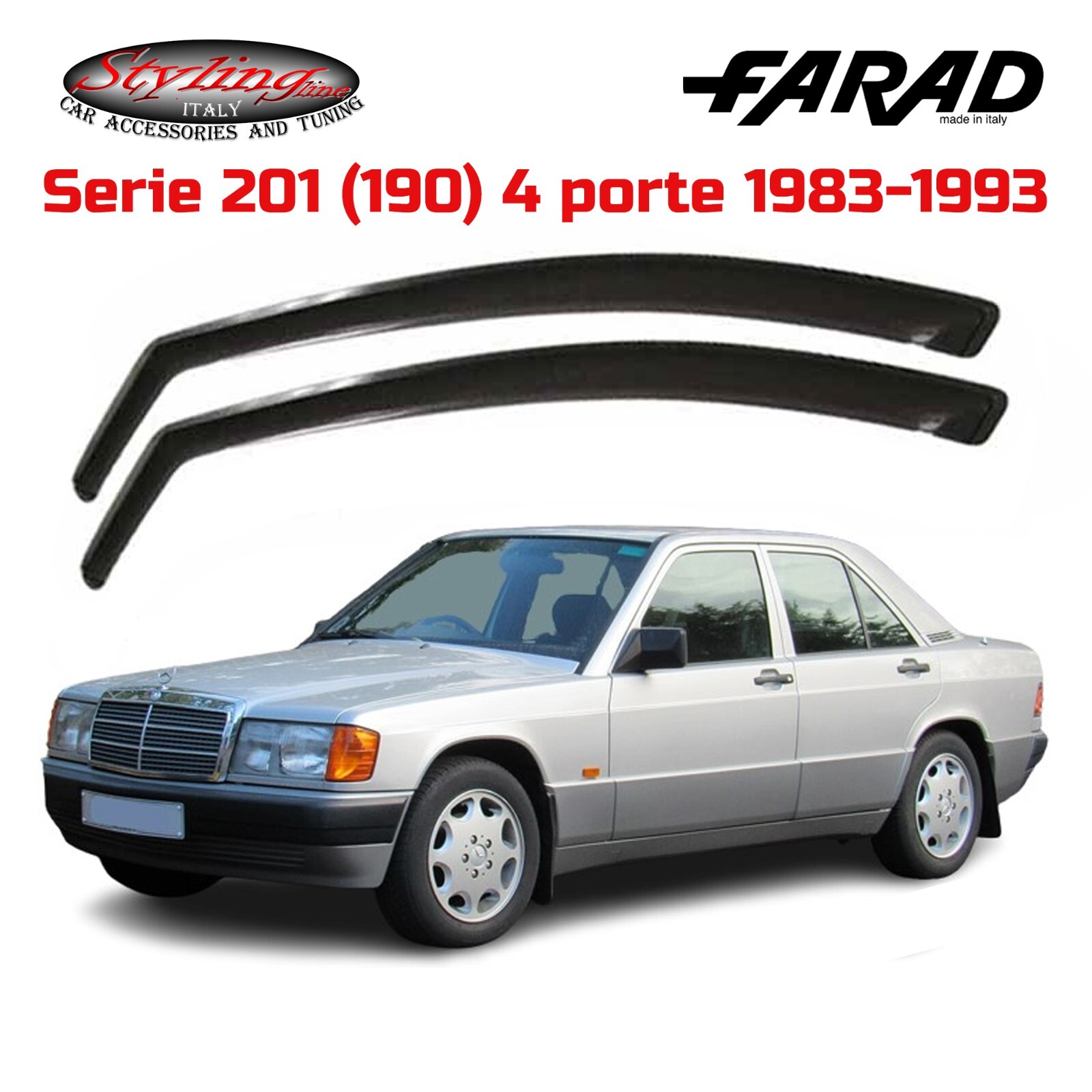 DEFLETTORI MERCEDES E190 SERIE S201 1983-1993 5P FARAD SET ANTIVENTO FUME' 12114