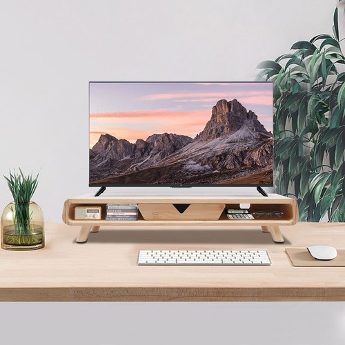 24 Bamboo Monitor Stand & Back Baffle Drawer Desktop Stand Riser 4.5 Height - 第 10/24 張圖片