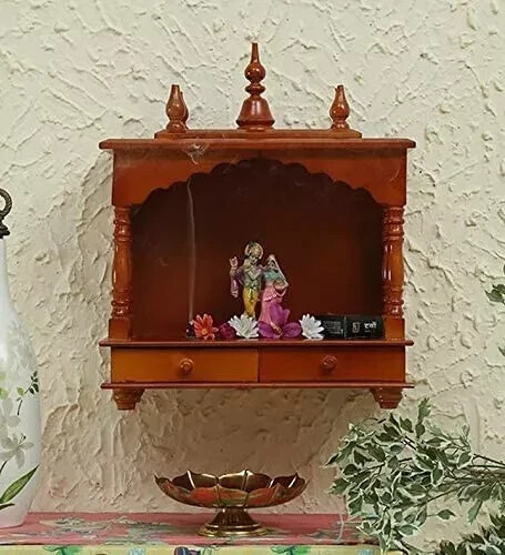 Holz handgefertigtes Zuhause Mandir Pooja Ghar Mandapam Anbetung Hindu-Tempel K12 - Bild 3 von 4