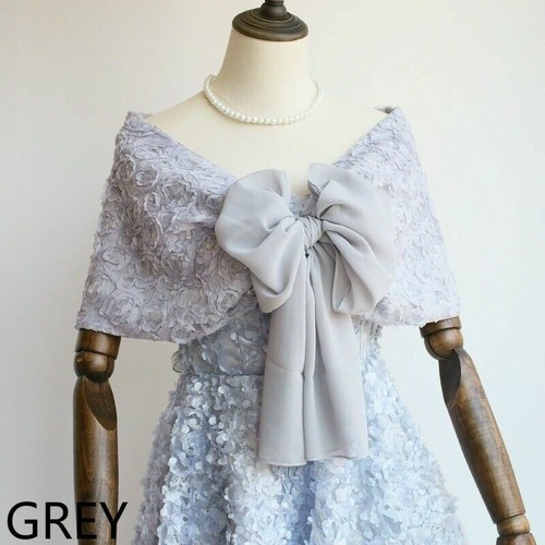 New Lady Shrug Bolero Cape Wraps Shawl Stole Chiffon Floral Rose Bridal Wedding - Picture 13 of 13