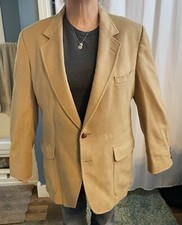 Vintage Garrison Park Camel Hair Blazer Suit Coat Mens 44 Reg 2 Button Made USA