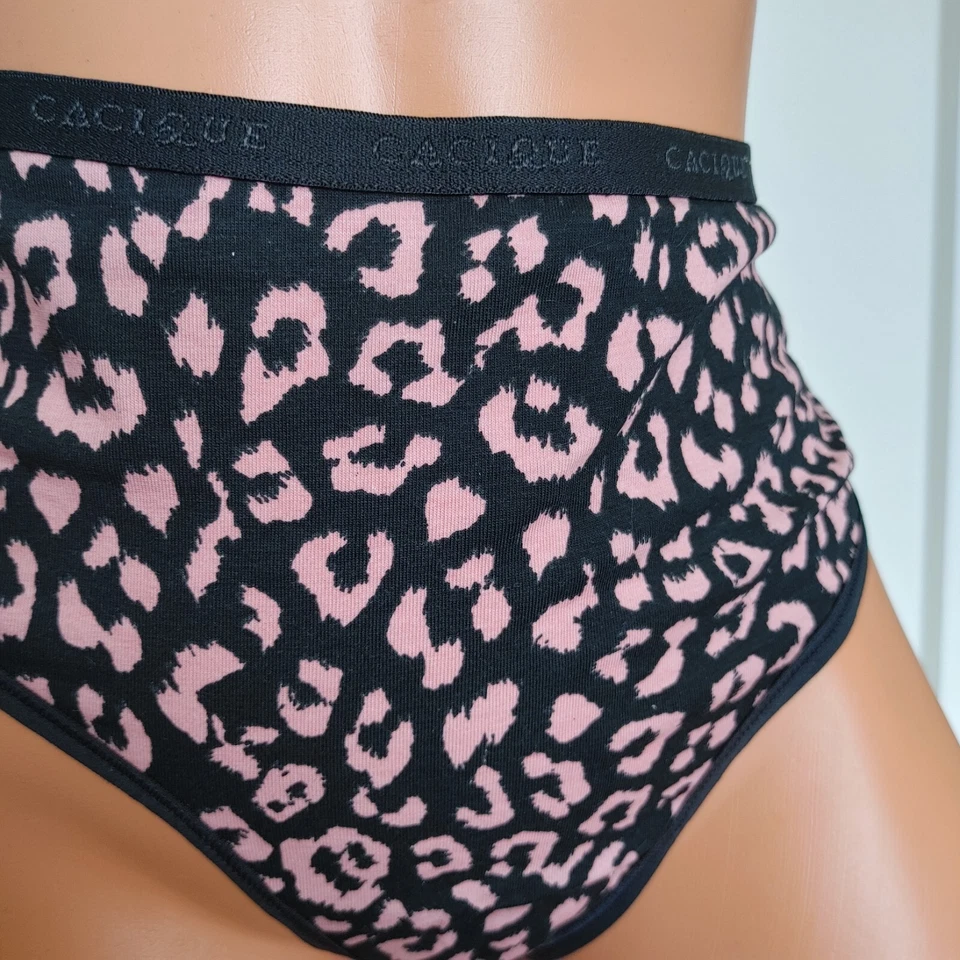 LANE BRYANT CACIQUE PLUS 18/20 COTTON THONG PANTY Black Pink Animal Print  - Image 2 of 4