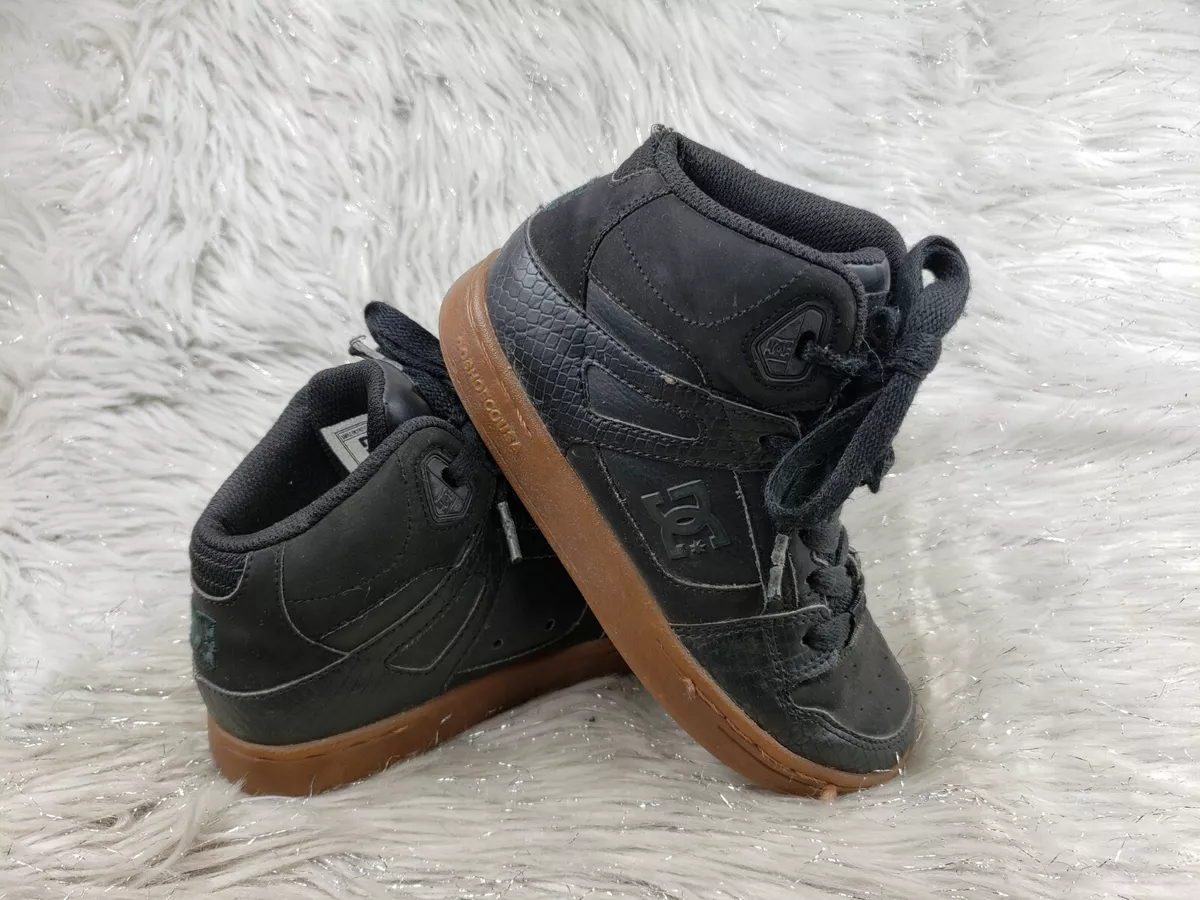 DC SHOES Rebound SE Black Gum Hi Top Sneakers Youth Size 1