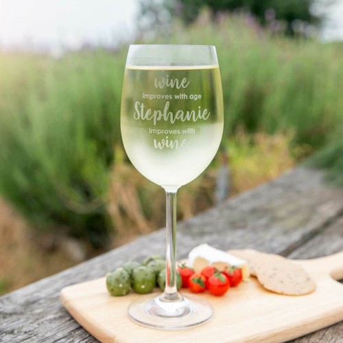 Barware Personalised Engraved Name Wine Glass Birthday Present Gift Boxed - Picture 3 of 16