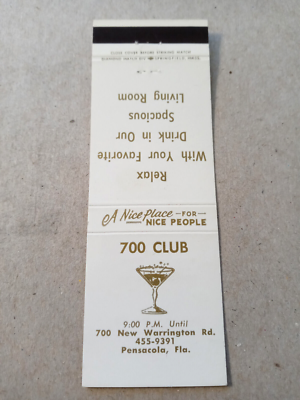 Vintage Matchbook: 700 Club, Pensacola, FL