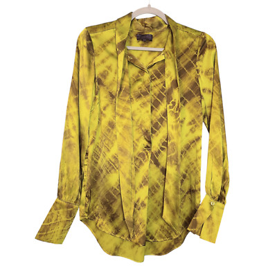 Hale Bob Tie Neck Button Down Blouse Size XS