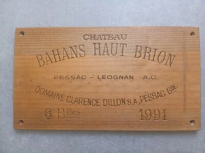 1 Estampe Bois Façade Caisse De Vins Château Bahans Haut Brion Dillon 1991 - Photo 1/4