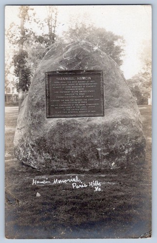 Paris Hills Maine ME Hannibal Hamlin Memorial Echtfoto Postkarte RPPC 1904-18