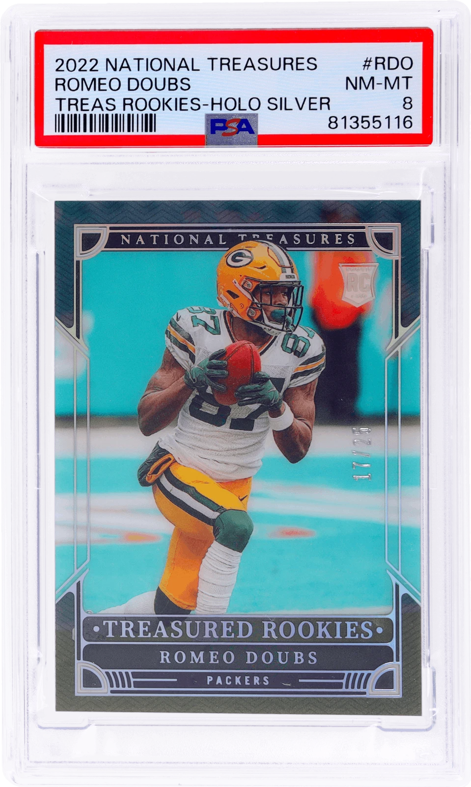 Romeo Doubs Panini National Treasures Treasured Rookies #RDO Holo Silver