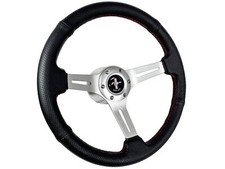 1979-82 Ford Mustang Fox Body 6-bolt Black Leather Red Stitch Steering Wheel Kit