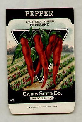 RED CAYENNE PEPPER SEED PACKET 1920's LITHO CARD CO