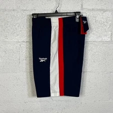 Reebok Men's Ivy League Reg-Fit Colorblocked Crinkled Shorts Red/navy/white L