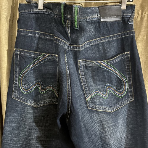Pantalones Cortos De Colección Y2K Koman Sueltos Jean Para Hombre Talla 34x18 Azul Denim Patinador Pierna Ancha. - Imagen 4 de 6