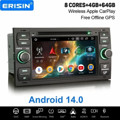 64GB Android 16 Autoradio Navi DVD Ford Focus Kuga S/C-Max Transit Galaxy Fiesta - Bild 1 von 4
