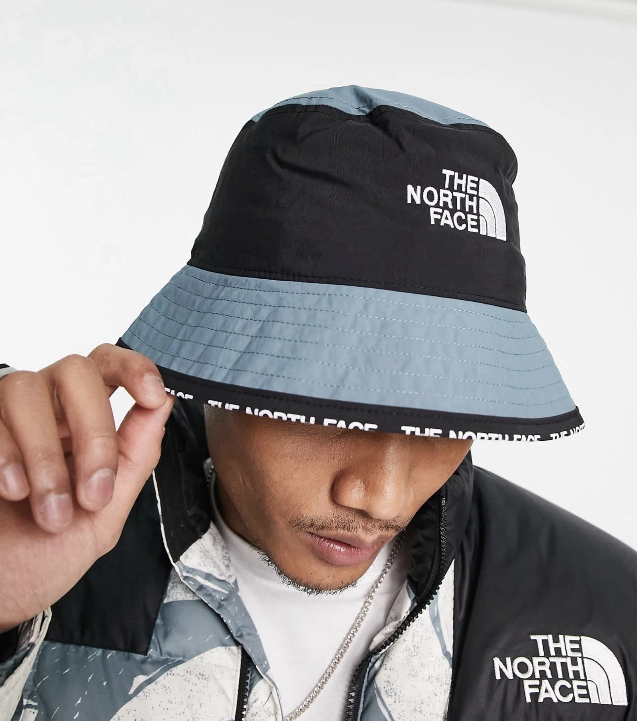 North Face Cypress Bucket Hat Blue Black Logo Unisex S/M Gorpcore Outdoor