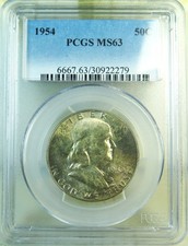 1954 Franklin half dollar PCGS MS63 *FS 401 Bugs Bunny clash* BR