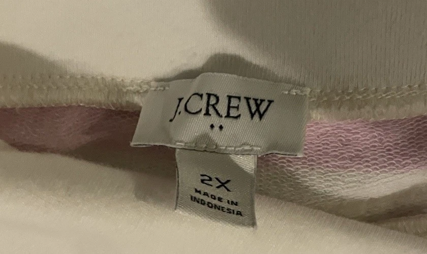 J. Top Crew para mujer de gran tamaño a rayas con cuello con botones, rosa y blanco, talla 2X Foto 2 de 4