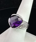 DaZzLiNg BRIOLETTE HUGE 15.00CT AMETHYST DIAMOND RING-MUST C NR $29 — photo 2