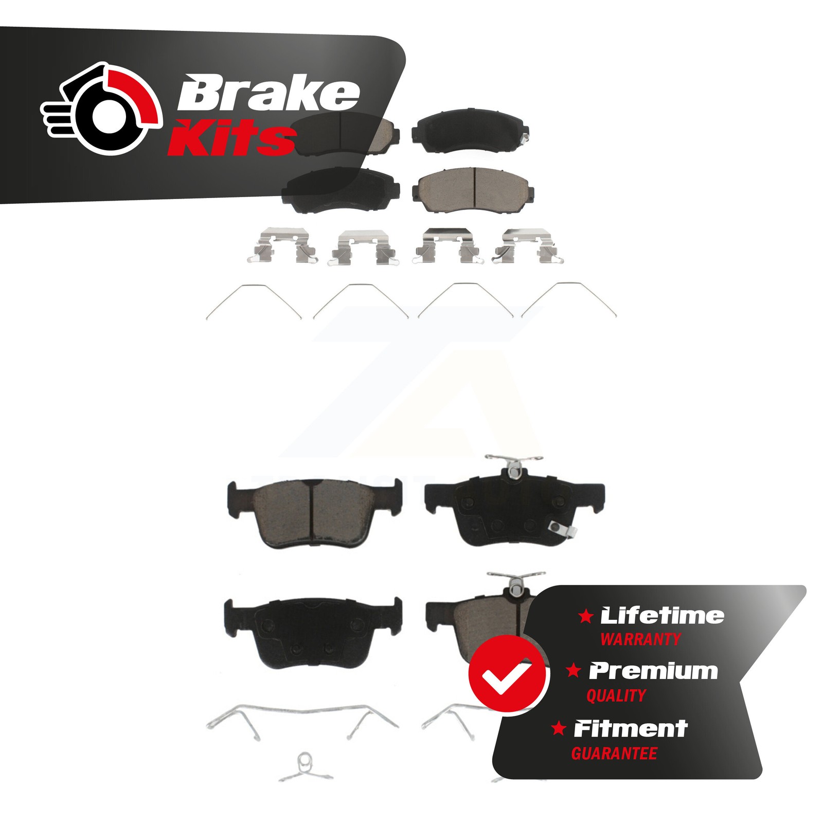 Front Rear Ceramic Brake Pads Kit For 2019-2021 Acura RDX