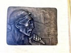 BELGIAN C MEUNIER BRONZE VERDIGRIS RELIEF PANEL 'MINER in PROFILE — photo 1