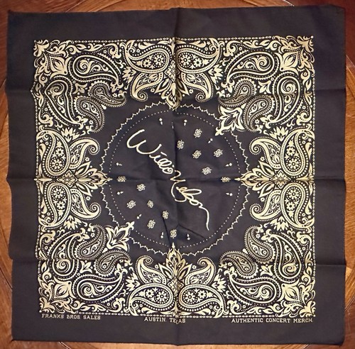 Willie Nelson schwarzes Bandana - bedruckte Signatur - Paisley Metallic Gold - authentisch