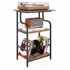 Record Player Stand, 3-Tier Record Player Table, Vinyl Record Storage with Ex...