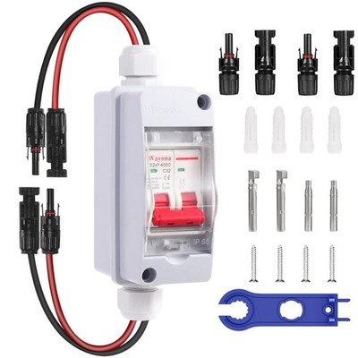 Solar Panel Disconnect Switch DC 500V Solar Circuit Breaker Box 32Amp
