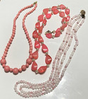 3 Vtg Beaded Necklaces Multi Pink & Length 1 Double Strand ESTATE FIND  # 287 — photo 2
