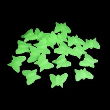 50 Glow in the Dark Butterfly Beads Clear Green Acrylic Bulk Jewelry Making 16mm