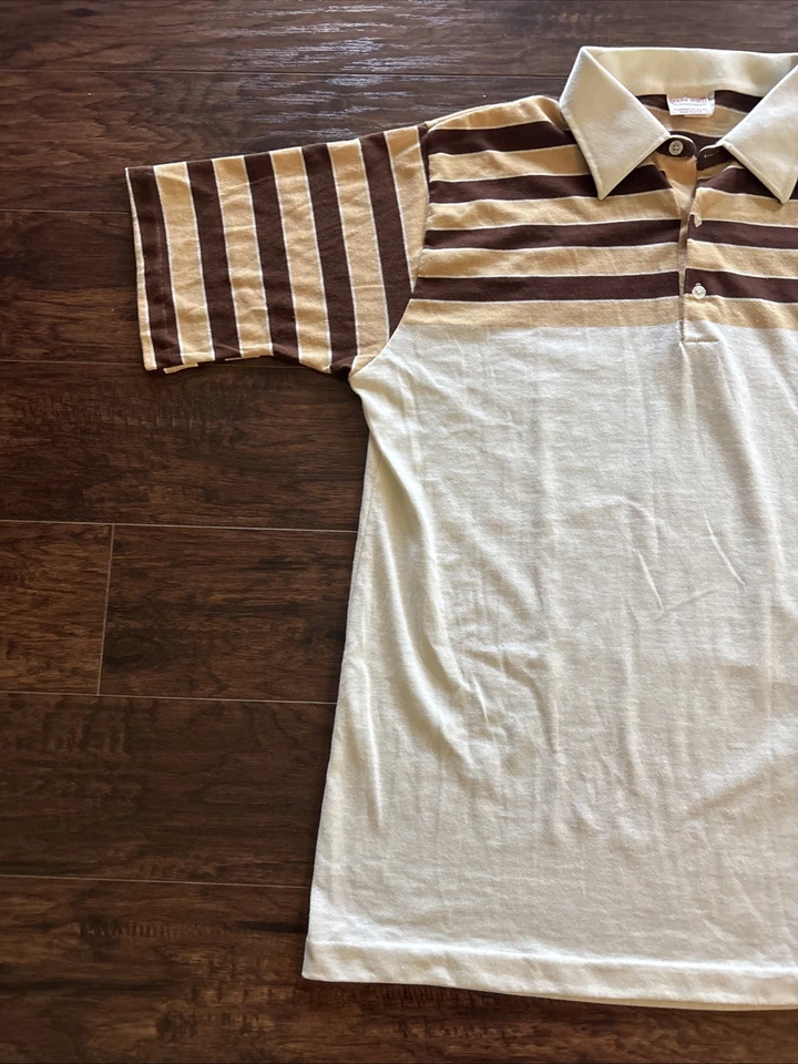 Polo vintage Grand Slam Munsingwear Penguin tostado/rayas talla XL Foto 2 de 4