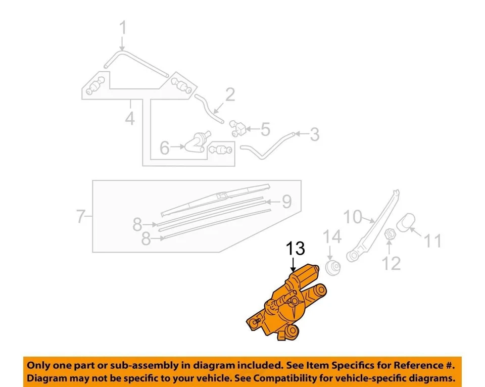 Mazda Mazda 3 2011 motor limpiaparabrisas trasero fabricante de equipos originales 145 k millas (LKQ ~ 438194053) Foto 4 de 4