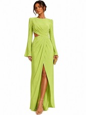 ASOS Edition Lime Green Side Cutout Draped Maxi Dress NWT US 0 UK 4