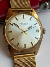 Vintage RARE Men WIRST WATCH SEKONDA POLJOT ПОЛЕТ 17 JEWELS USSR CAL 2614B AU 10