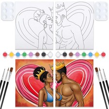 Paint and Sip Kit for Adults Date Night Painting for Couples Pre Drawn Canvas...