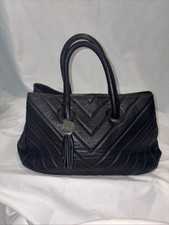 AUTHENTIC FURLA CHEVRON BLACK QUILTED LEATHER SATCHEL EUC